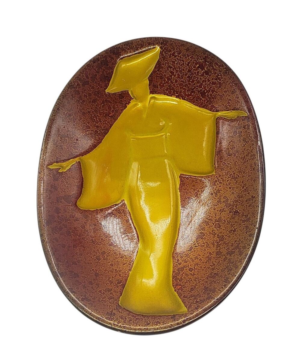 Vtg Japanese Ceramic Gold Tone Geisha Girl Trinket Dish Decor Japan 8.5"x 5.75"
